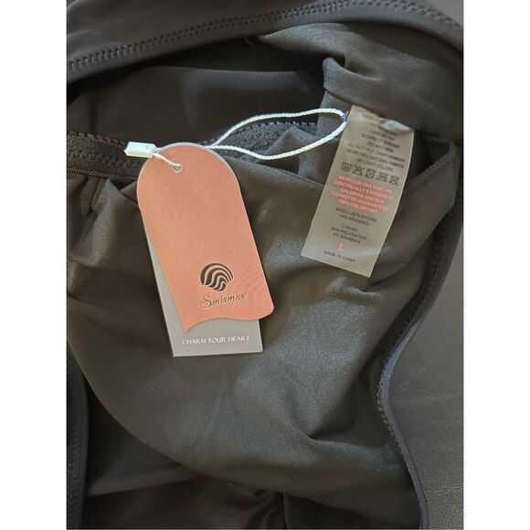 Smismivo Black Size L Tummy Control Ruched Swimwear Halter One Piece Swimsuit Ba - Picture 10 of 10